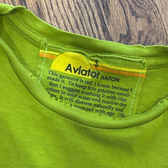 Women’s Aviator Nation Green sunset T-Shirt - Picture 2 of 4